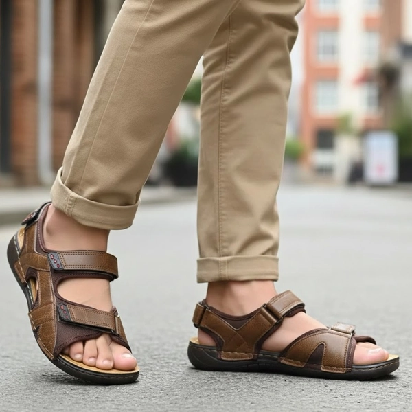 صندل طبی چسبی چرمی مردانه شهپر 803